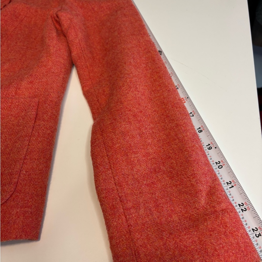 Talbots Orange Wool Blend Blazer with Gold Buttons Ruffle Trim Peplum Size 8 - Picture 6 of 12